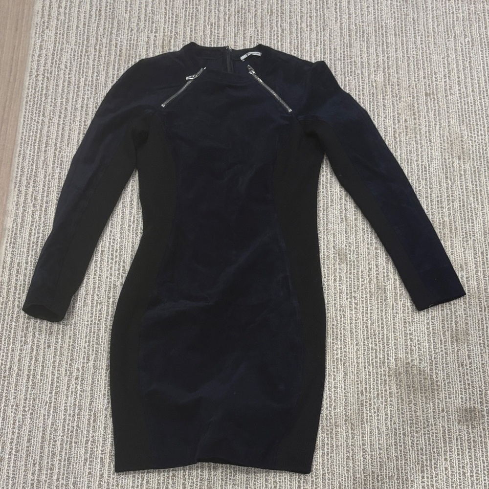 T by Alexander Wang Black and Navy Long Sleeve Dress